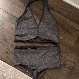 Anthropologie Glittery Gray Intimates Set